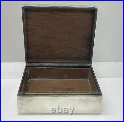 UNIQUE 800 Silver Cigarette Snuff Trinket Case Box Antique Wood 3.75