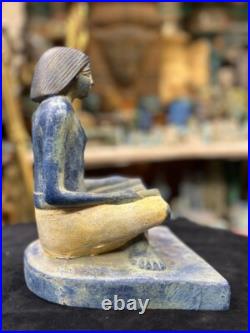 UNIQUE Authentic Sculpture Of Egyptian Artifacts Of Figurine Seated Scribe Bc