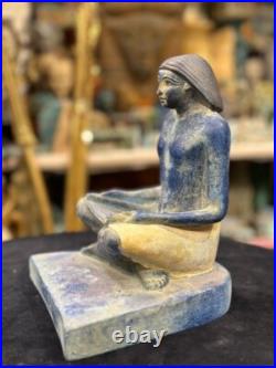 UNIQUE Authentic Sculpture Of Egyptian Artifacts Of Figurine Seated Scribe Bc