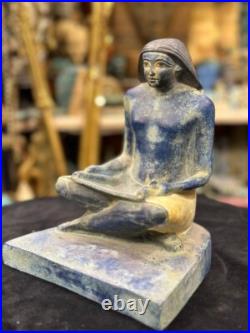 UNIQUE Authentic Sculpture Of Egyptian Artifacts Of Figurine Seated Scribe Bc