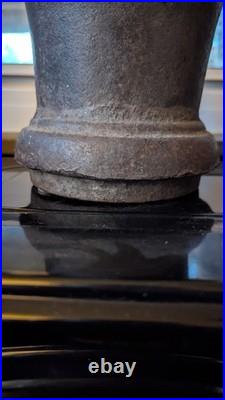 Uncommon Antique Cast Iron Apothecary Druggest Mortar and Pestle w Heat Base