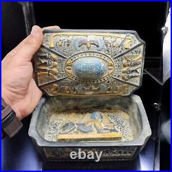 Unique Scarab jewelry Box Ancient Egyptian Antiquities Engraved with Pyramids BC