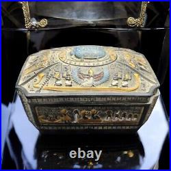 Unique Scarab jewelry Box Ancient Egyptian Antiquities Engraved with Pyramids BC