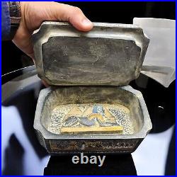 Unique Scarab jewelry Box Ancient Egyptian Antiquities Engraved with Pyramids BC