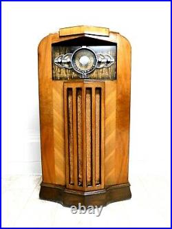 VINTAGE 1930s OLD RESTORED MIDWEST ULTRA ART DECO DEPRESSION ERA ANTIQUE RADIO