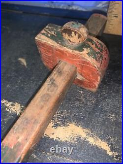 VINTAGE/ANTIQUE Wood Mortise Gauge/Scribe Measuring Tool Green & Red