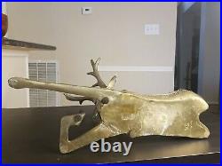 VINTAGE LARGE AMAZING NOBLE 21 TALL x 24.5 LONG BRASS DEER IN REPOSE. KOREA