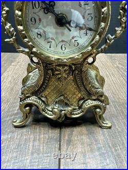 VINTAGE PORTUGAL Bronze Mantel Clock