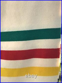 VINTAGE Wool PENDLETON Glacier Park Camp Blanket Cream Stripe 66 X 84 Classic