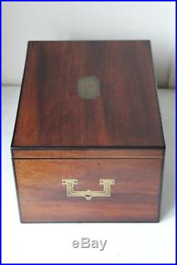Very Fine Regency Period Mahogany Campaign Sewing Box And Full Contents