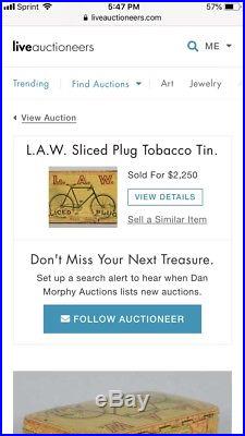 Very Rare Antique L. A. W. League Of American Wheelman Litho Tobacco Tin 1898