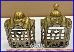 Victorian Antique Early 1900's Small Coin Bank Cast Iron State Bank Building