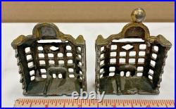 Victorian Antique Early 1900's Small Coin Bank Cast Iron State Bank Building