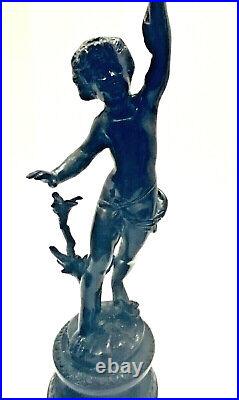 Victorian Era French High Classical Solid Bronze 17 Figural Cherub Candlesticks