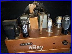 Vintage 1938 Zenith 12-S-268 console tube radio Deco styel. Antique & does play
