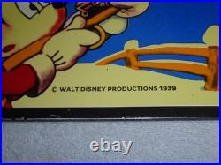 Vintage 1939 Sunoco Mickey Mouse Hunting 16 Porcelain Metal Gasoline & Oil Sign