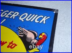 Vintage 1939 Sunoco Mickey Mouse Hunting 16 Porcelain Metal Gasoline & Oil Sign