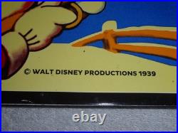 Vintage 1939 Sunoco Mickey Mouse Hunting 16 Porcelain Metal Gasoline & Oil Sign