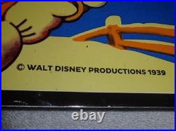 Vintage 1939 Sunoco Mickey Mouse Hunting 16 Porcelain Metal Gasoline & Oil Sign
