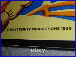 Vintage 1939 Sunoco Mickey Mouse Hunting 16 Porcelain Metal Gasoline & Oil Sign