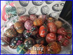 Vintage 50s Painted Decor Ornament UKRAINIAN Folk Art MERCK Eggs 40+ Lot Easter