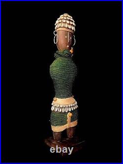 Vintage AFRICAN DOLL Handmade Beaded Folk Art with Antique Beaded Sections -3211