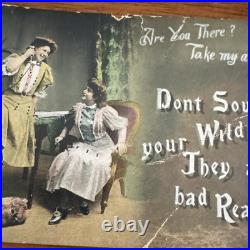 Vintage Antique 1900s Are You There Telephone Don't Sow Oats Reaping Postcard