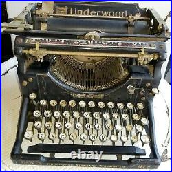 Vintage Antique 1909 1923 UNDERWOOD No. 5 Black Steel Standard Typewriter RARE