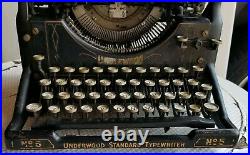 Vintage Antique 1909 1923 UNDERWOOD No. 5 Black Steel Standard Typewriter RARE
