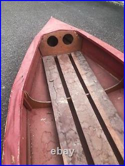 Vintage Antique 8 1/2 Foot Canvas Canoe Handmade Wood Frame SHIPPING POSSIBLE