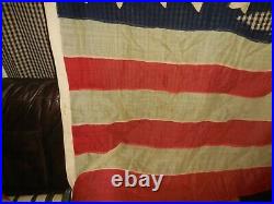 Vintage Antique American 35 Star Flag Civil War Era Hand Sewn 84 x 68
