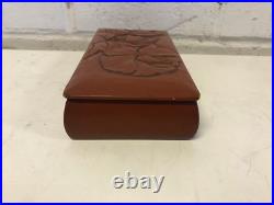 Vintage Antique Asian Red Lacquered Rectangle Box with Flowers Decoration