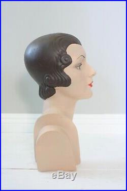 Vintage Antique Female Mannequin Head Store Hat Display Reproduction