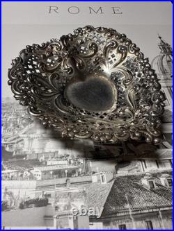Vintage Antique Gorham Solid Sterling Silver Heart Shape Trinket Dish
