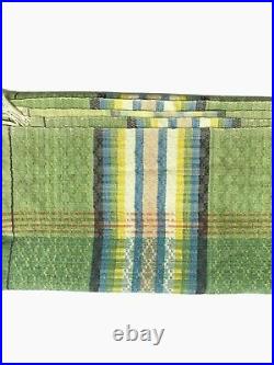 Vintage Antique Guatamalen Woven Blanket Quilt Kilim Tribal Green Yellow Mayan