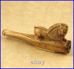Vintage/Antique Handmade Hand Carved Lion Wooden Cigarette Holder