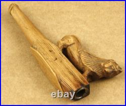 Vintage/Antique Handmade Hand Carved Lion Wooden Cigarette Holder