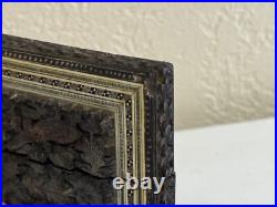 Vintage Antique Southeast Asian Carved Wood Card Holder with Animal & Bird Dec