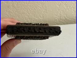 Vintage Antique Southeast Asian Carved Wood Card Holder with Animal & Bird Dec