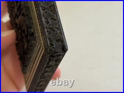 Vintage Antique Southeast Asian Carved Wood Card Holder with Animal & Bird Dec