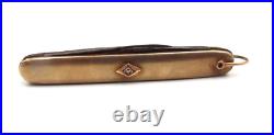 Vintage Antique Victorian 10k / 12k Gold Diamond Pocket Knife 3 4 Blade