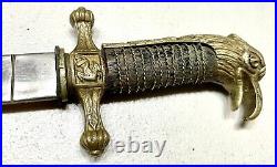 Vintage Antique WW2 Italian MVSN Navy Marine Leader Eagle Fascist Dagger Knife