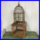 Vintage-Bird-Cage-Wood-Wire-Bohemian-Metal-Dome-Antique-Wooden-House-Display-01-mkxv