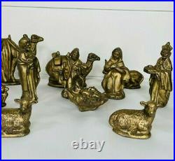 Vintage Ceramic Gold Painted 12 Pcs Nativity Set Jesus Religious