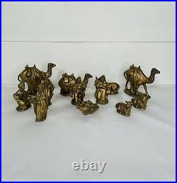 Vintage Ceramic Gold Painted 12 Pcs Nativity Set Jesus Religious