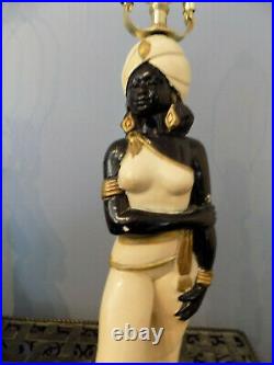 Vintage Chalkware Dancers Blackamoor Gennie Lamps Nubian Black America