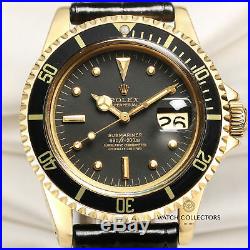 Vintage Collectable Rolex Submariner Date 1680 Nipple Dial 18k Yellow Gold