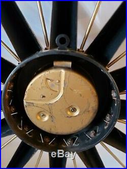 Vintage French Mid Century Modern Atomic Starburst Mechanical Wind-Up Wall Clock