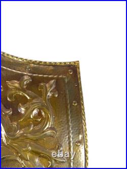 Vintage French Repoussé Copper Heraldic Shield Coat of Arms Wall Plaque