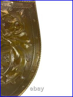 Vintage French Repoussé Copper Heraldic Shield Coat of Arms Wall Plaque
